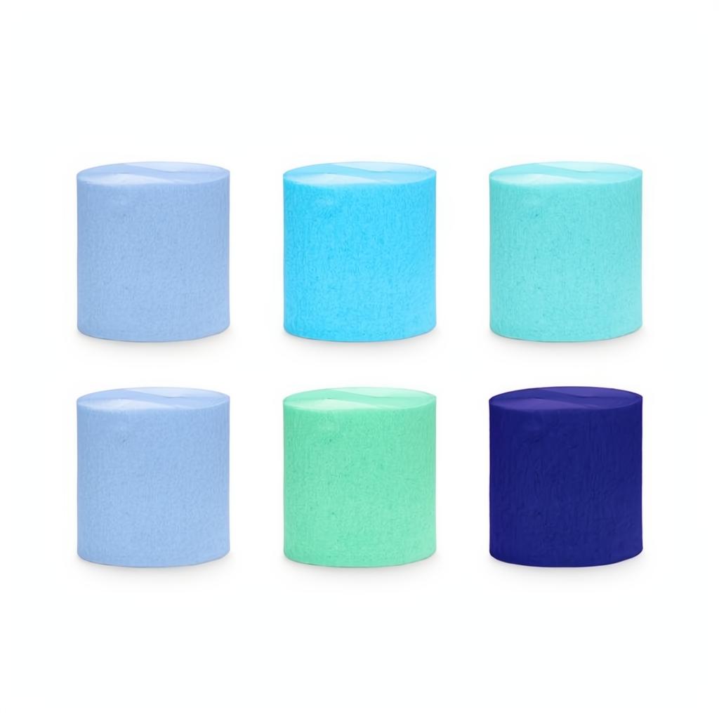 Krepppapier 5 cm/10 m, Set mit 6 Stück, blau-grün PartyDeco 1 fiestastore