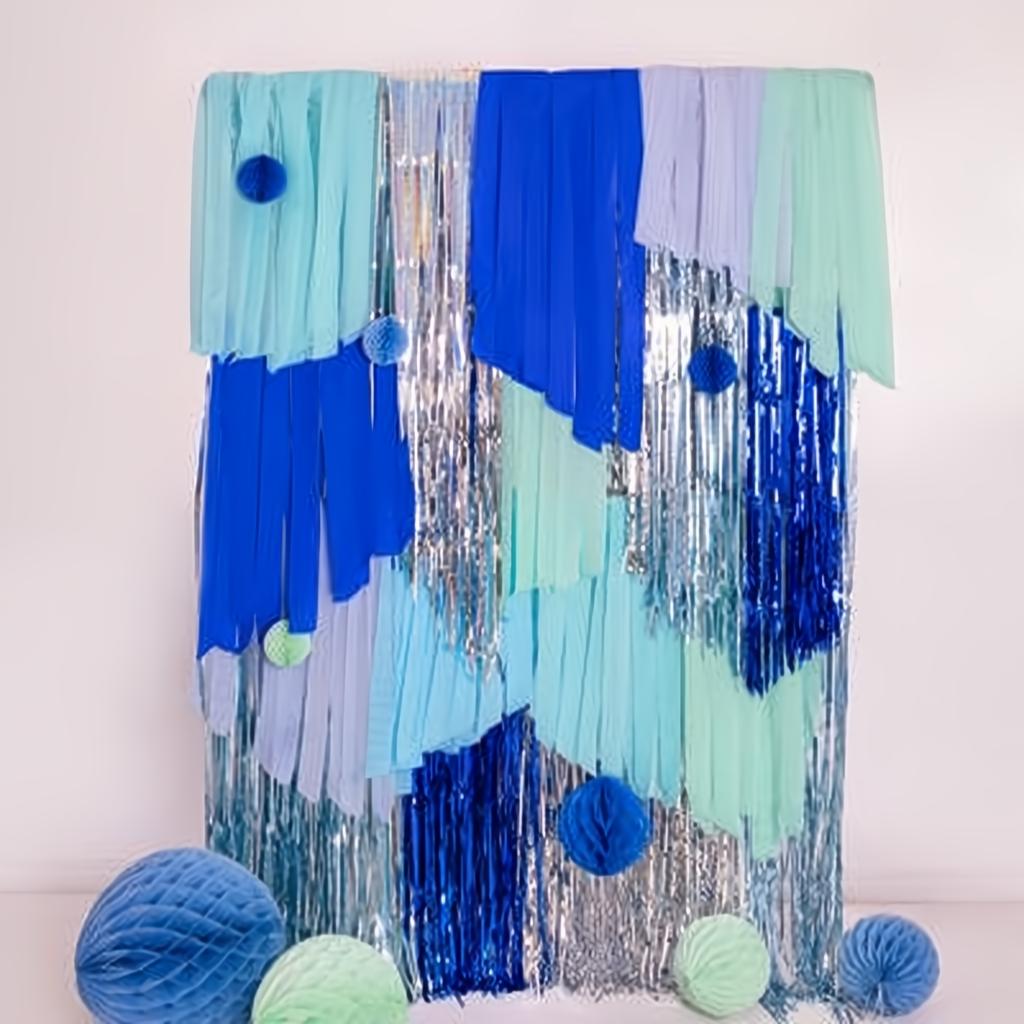 Krepppapier 5 cm/10 m, Set mit 6 Stück, blau-grün PartyDeco 2 fiestastore