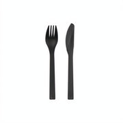 Kunststoffbesteck 6er Set, 18–18,5 cm, schwarz PartyDeco 1 fiestastore