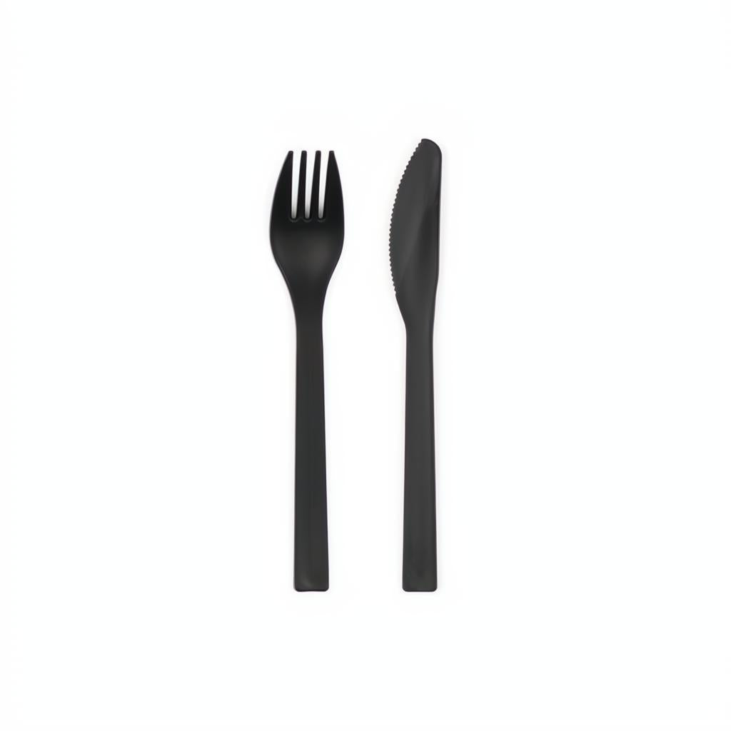 Kunststoffbesteck 6er Set, 18–18,5 cm, schwarz PartyDeco 1 fiestastore