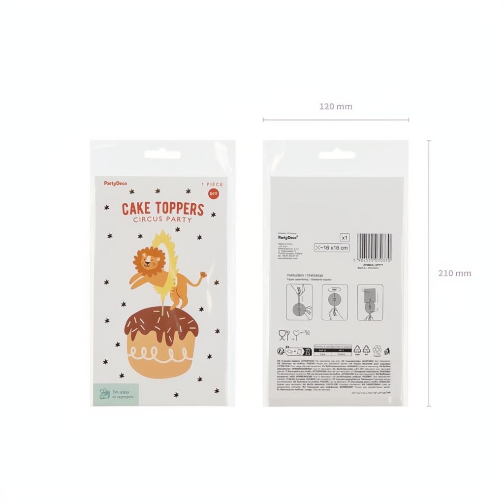Löwe Tortentopper, 16 x 16 cm Topper für Kuchen und Muffins PartyDeco 4 fiestastore