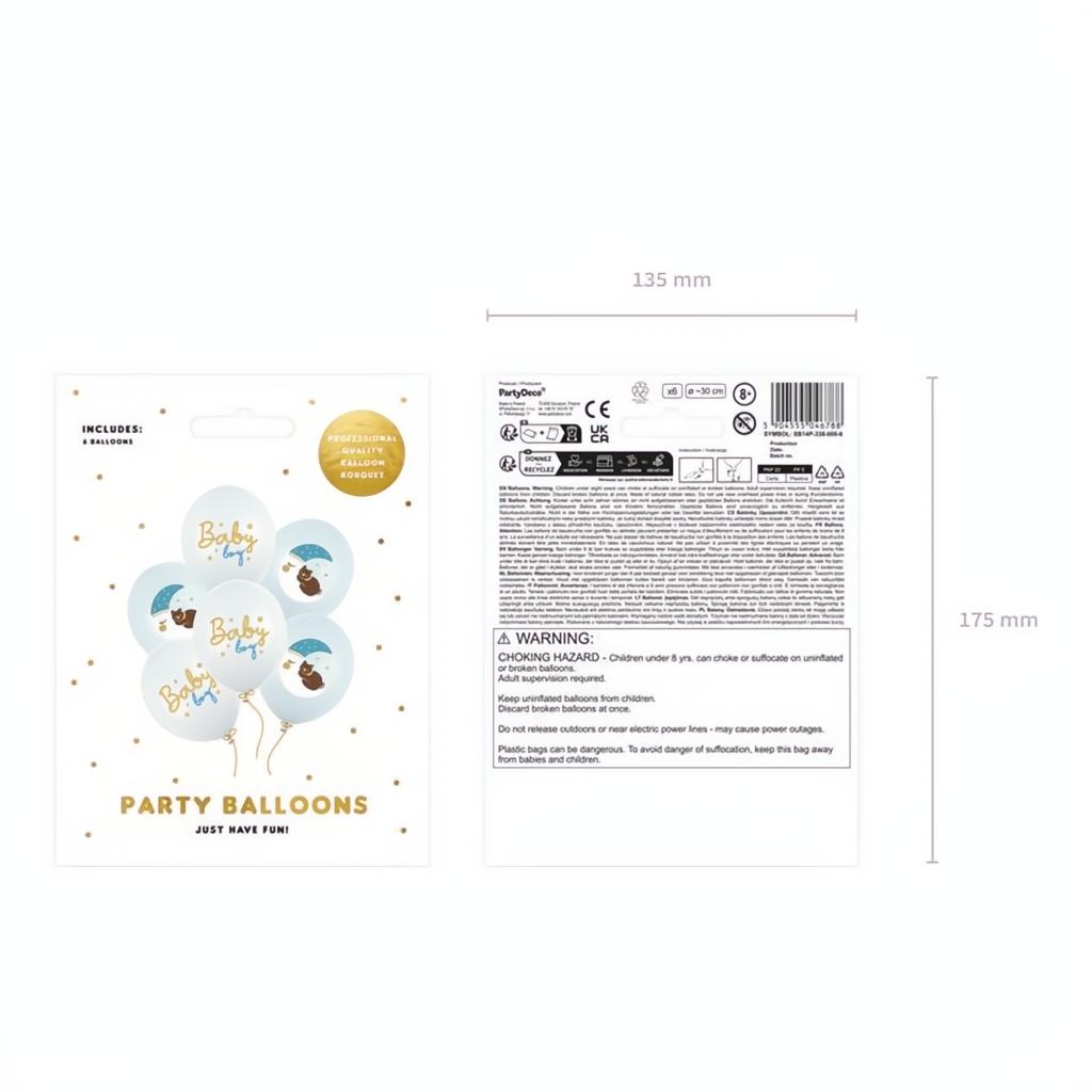 Luftballons 30 cm, Baby Boy PartyDeco 3 fiestastore