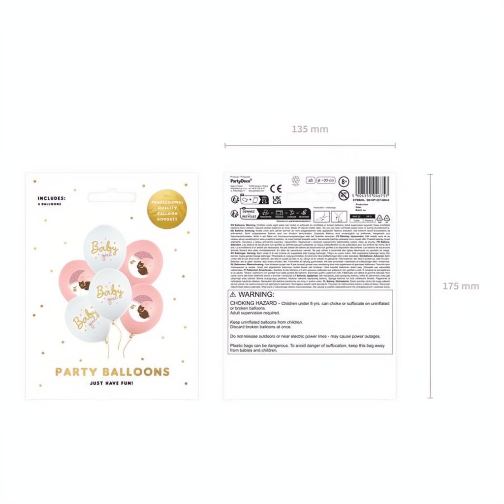Luftballons 30 cm, Baby Girl PartyDeco 3 fiestastore