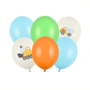 Luftballons 30 cm, Baufahrzeuge, Pastel Light Cream Bedruckte Latexballons PartyDeco 1 fiestastore