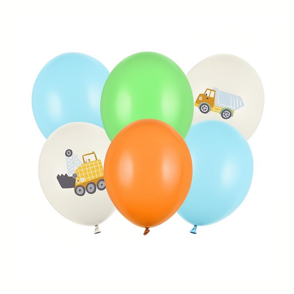 Luftballons 30 cm, Baufahrzeuge, Pastel Light Cream Bedruckte Latexballons PartyDeco 1 fiestastore