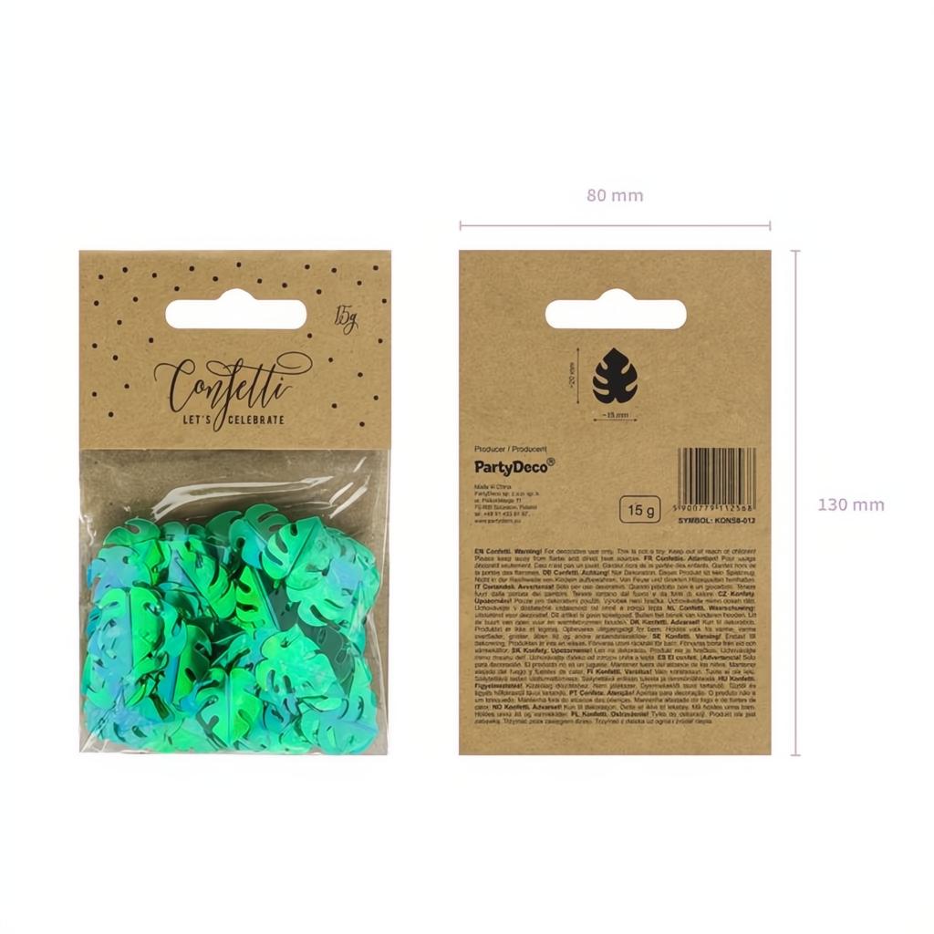 Metallisiertes Konfetti Blätter, grün, 15g Konfetti PartyDeco 3 fiestastore