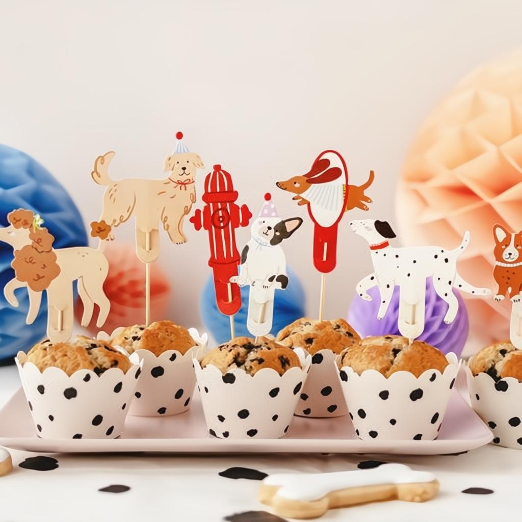 Muffindekorationen Hunde, 7-9,5 cm Topper für Kuchen und Muffins PartyDeco 2 fiestastore