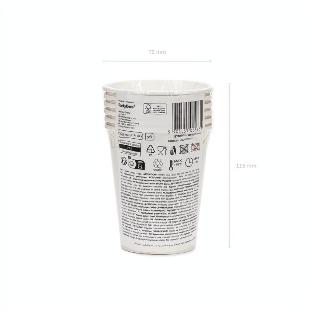 Papierbecher Steigbügel, beige, 220 ml PartyDeco 6 fiestastore