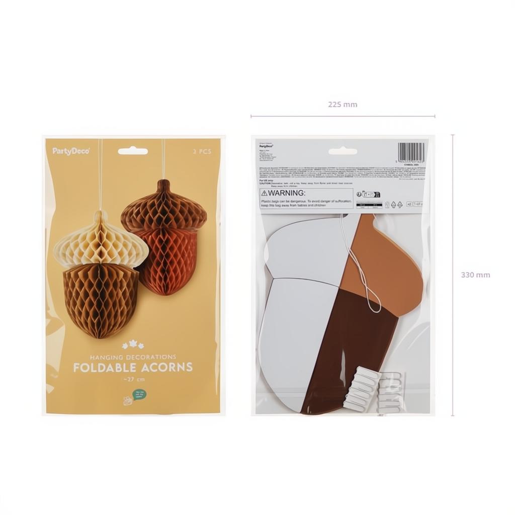 Papierdekoration Eicheln, 27cm Formen PartyDeco 5 fiestastore