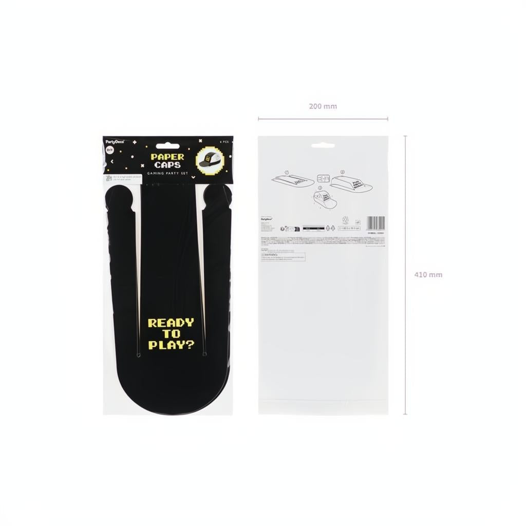 Papierhüte Gamer, 38.5x18.5 cm, schwarz Paperhüte / Partytröten PartyDeco 4 fiestastore