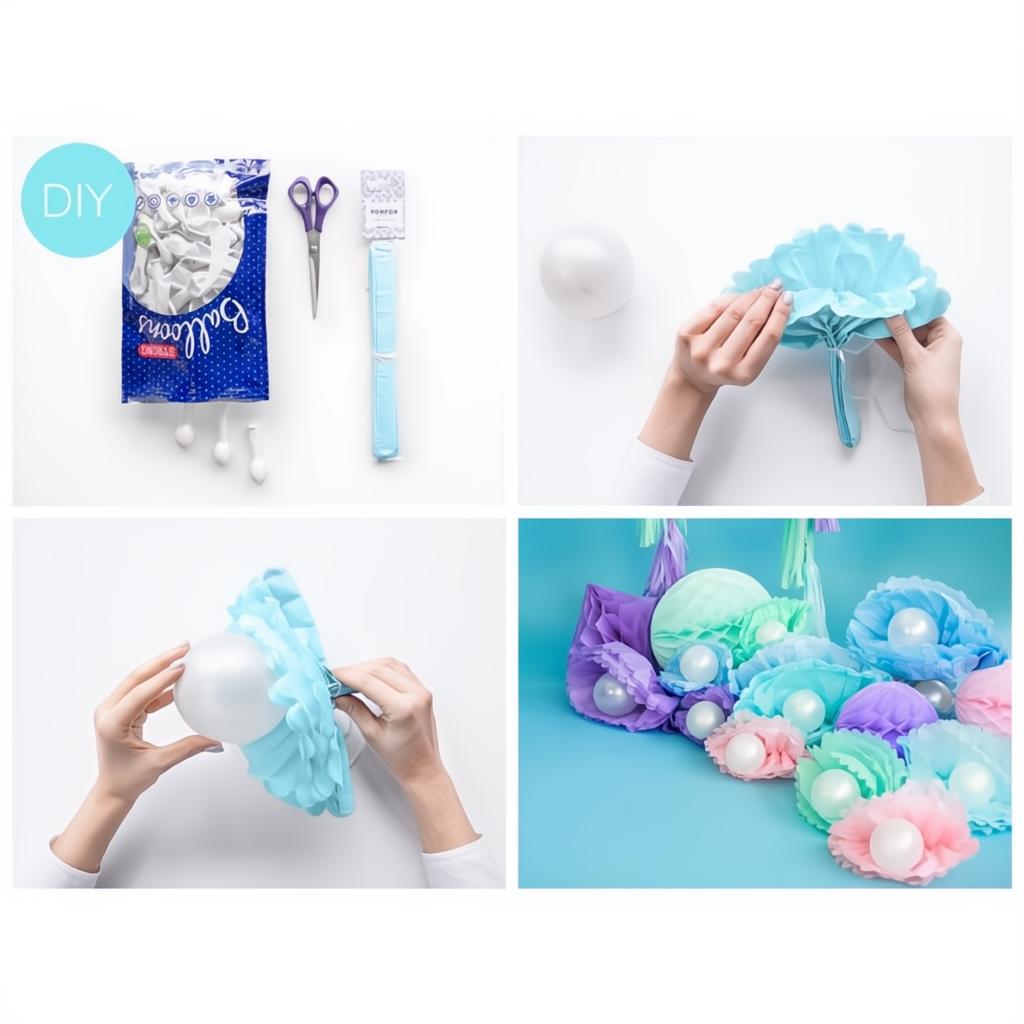 Papierpompons, hellrosa, 25cm PartyDeco 8 fiestastore