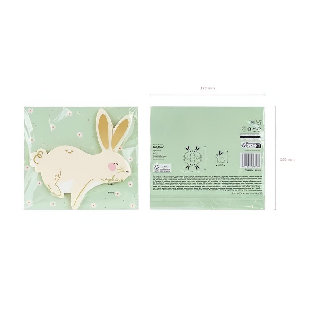 Papierservietten Bunny, 12.5x16 cm Servietten bedruckt PartyDeco 7 fiestastore