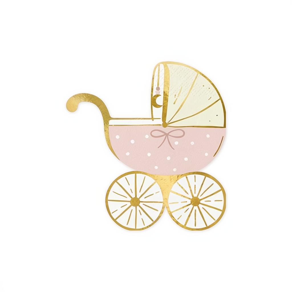 Papierservietten Kinderwagen, hellrosa, 14x15 cm PartyDeco 1 fiestastore