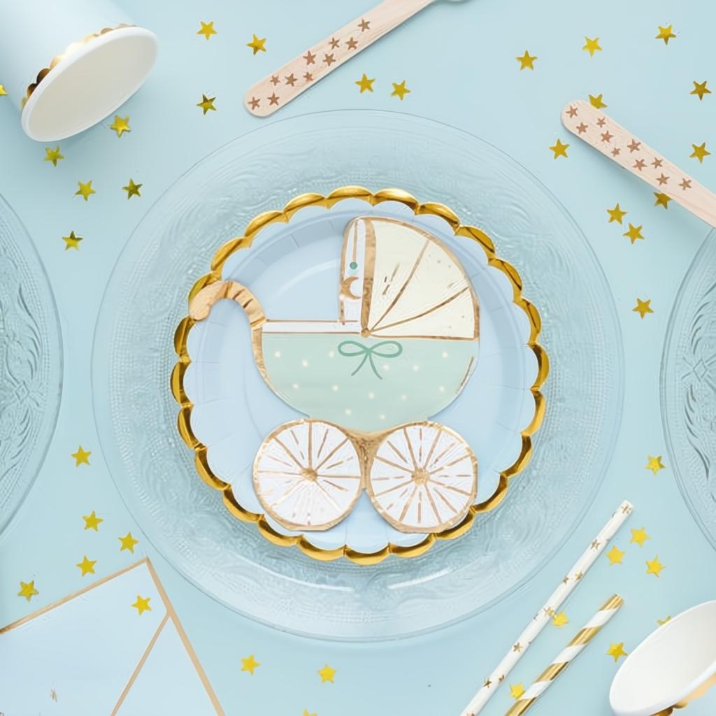 Papierservietten Kinderwagen, tiffany blue, 14x15 cm PartyDeco 2 fiestastore