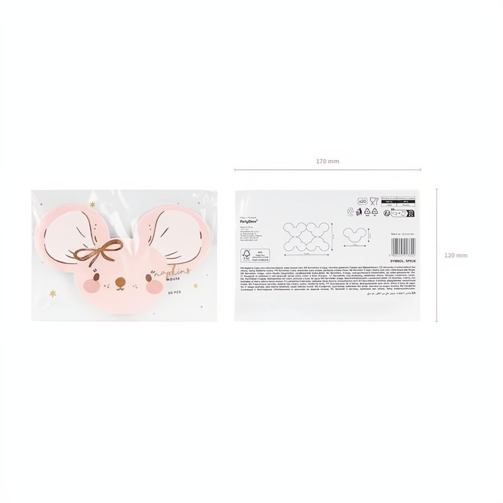 Papierservietten Maus, 16x10 cm PartyDeco 4 fiestastore