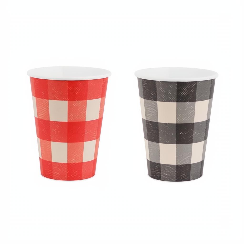 Pappbecher kariert, 400 ml PartyDeco 1 fiestastore