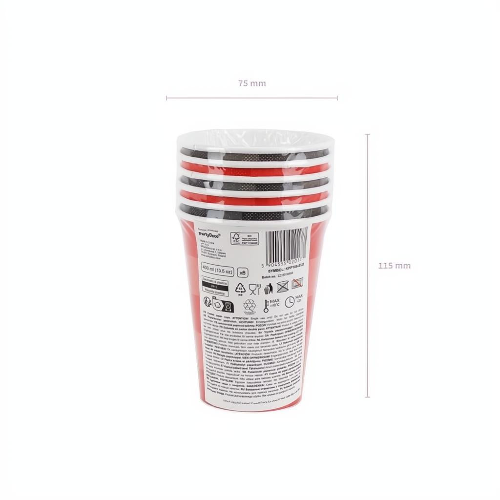 Pappbecher kariert, 400 ml PartyDeco 5 fiestastore