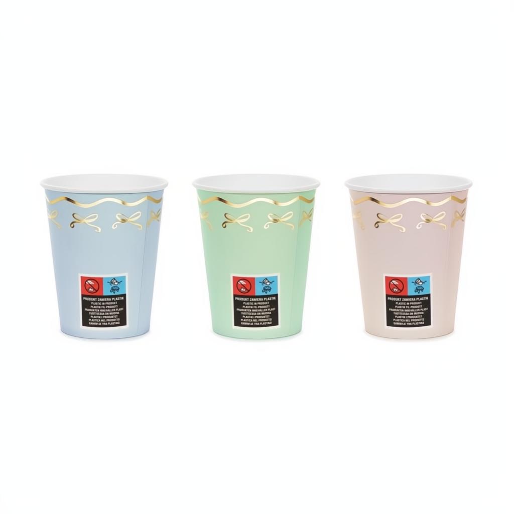 Pappbecher Schleifen, 220 ml PartyDeco 3 fiestastore