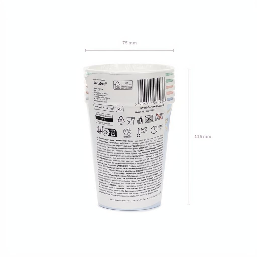 Pappbecher Schleifen, 220 ml PartyDeco 6 fiestastore