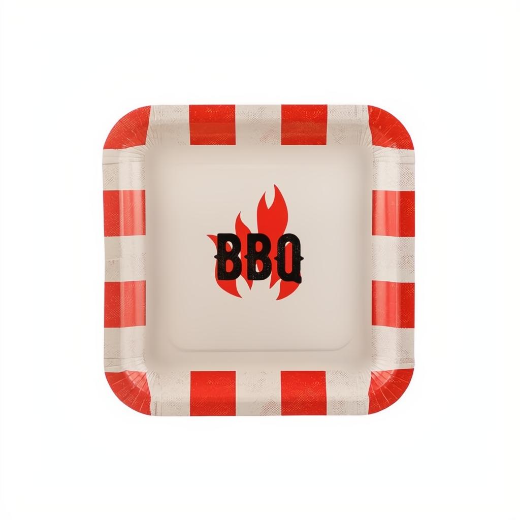 Pappteller BBQ, 26x26 cm PartyDeco 1 fiestastore