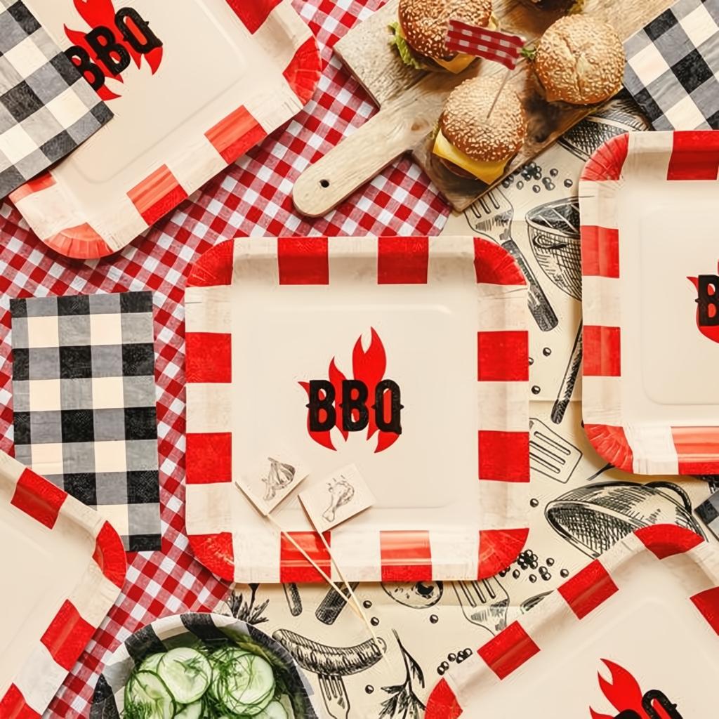 Pappteller BBQ, 26x26 cm PartyDeco 2 fiestastore
