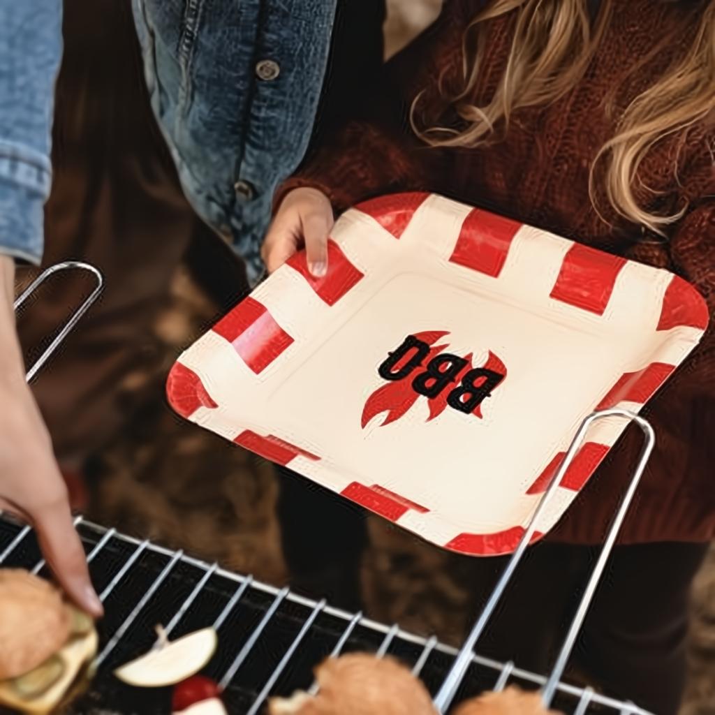 Pappteller BBQ, 26x26 cm PartyDeco 4 fiestastore