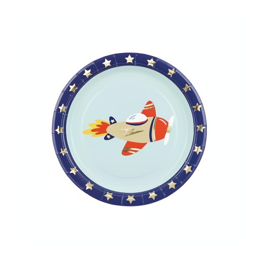 Pappteller Flugzeug, 18x18 cm Tellers PartyDeco 1 fiestastore