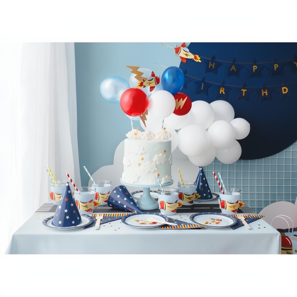 Pappteller Flugzeug, 18x18 cm Tellers PartyDeco 4 fiestastore