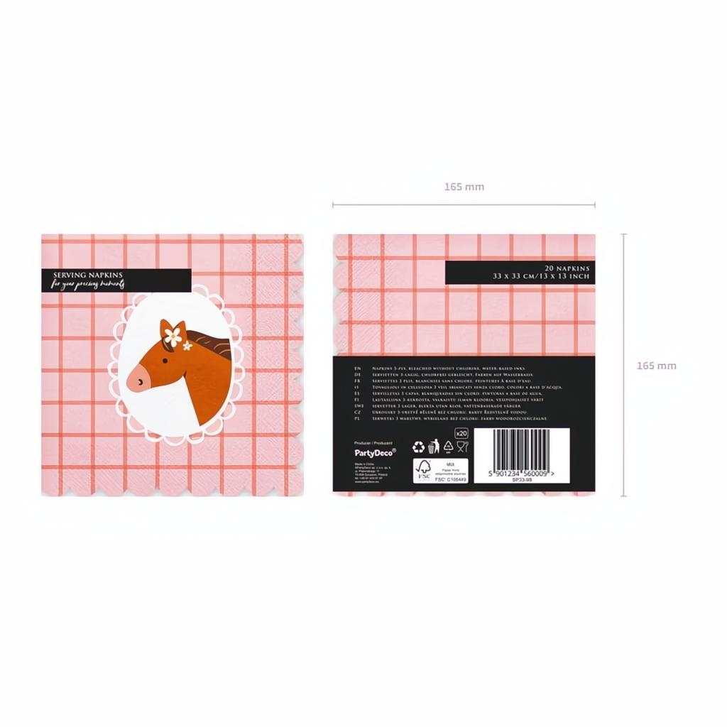 Pferd-Servietten, 33x33 cm Servietten bedruckt PartyDeco 5 fiestastore