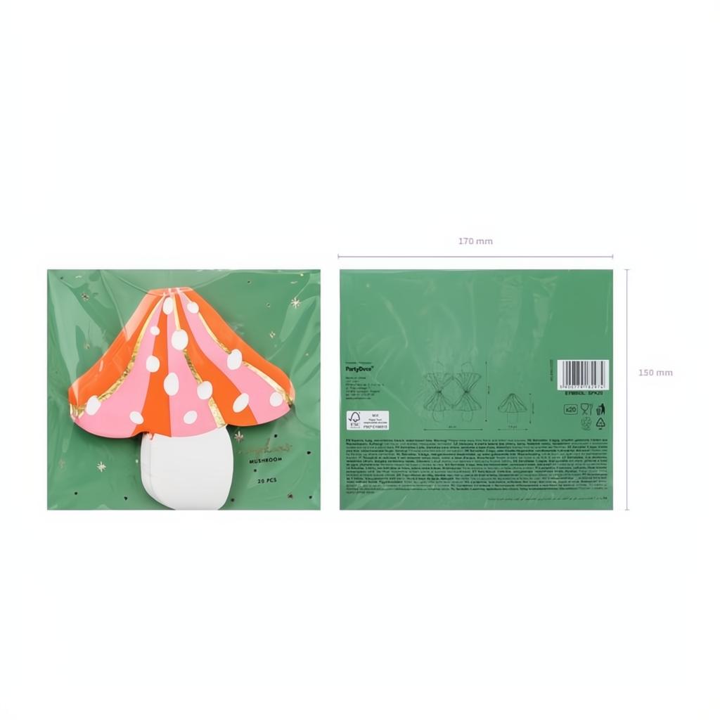 Pilz-Servietten, 13x13,5cm Servietten bedruckt PartyDeco 3 fiestastore