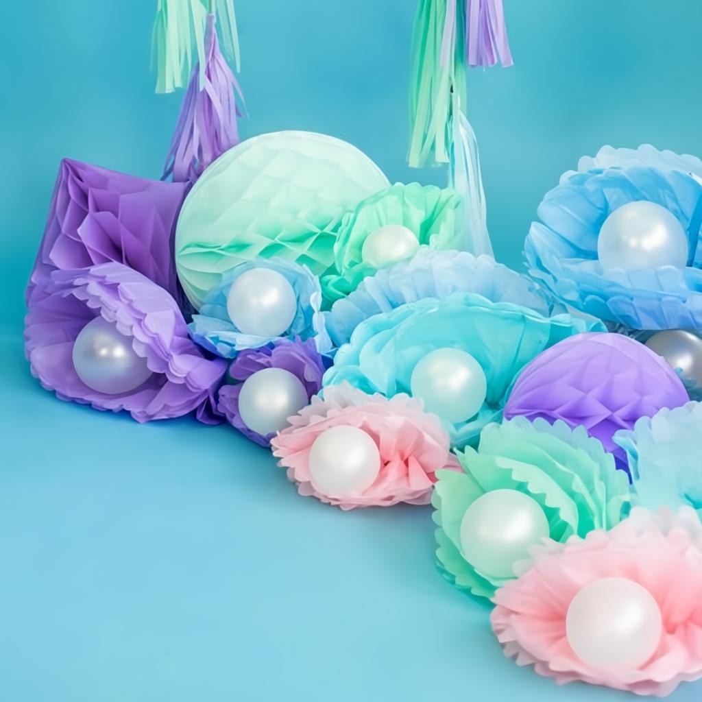 Pompon aus Seidenpapier, hell-nebel-blau, 25cm PartyDeco 3 fiestastore