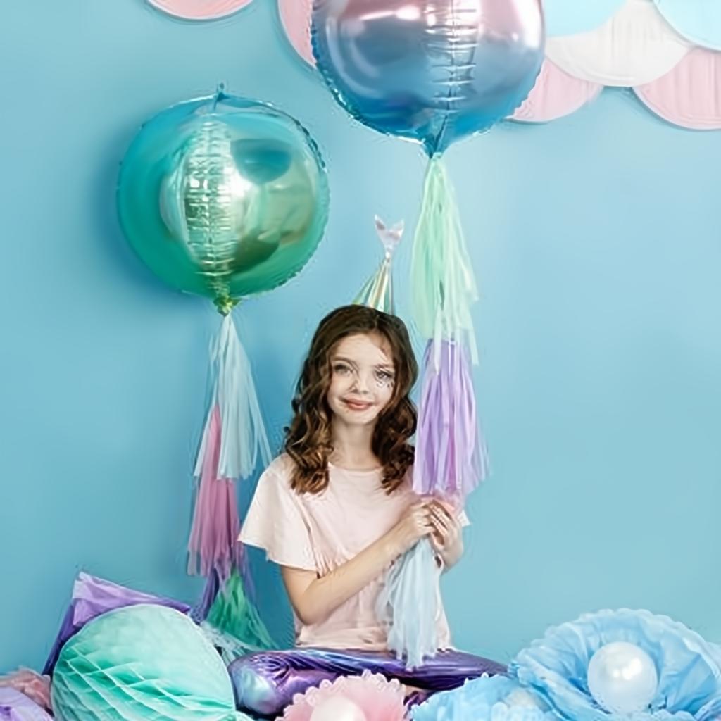 Pompon aus Seidenpapier, hell-nebel-blau, 25cm PartyDeco 5 fiestastore