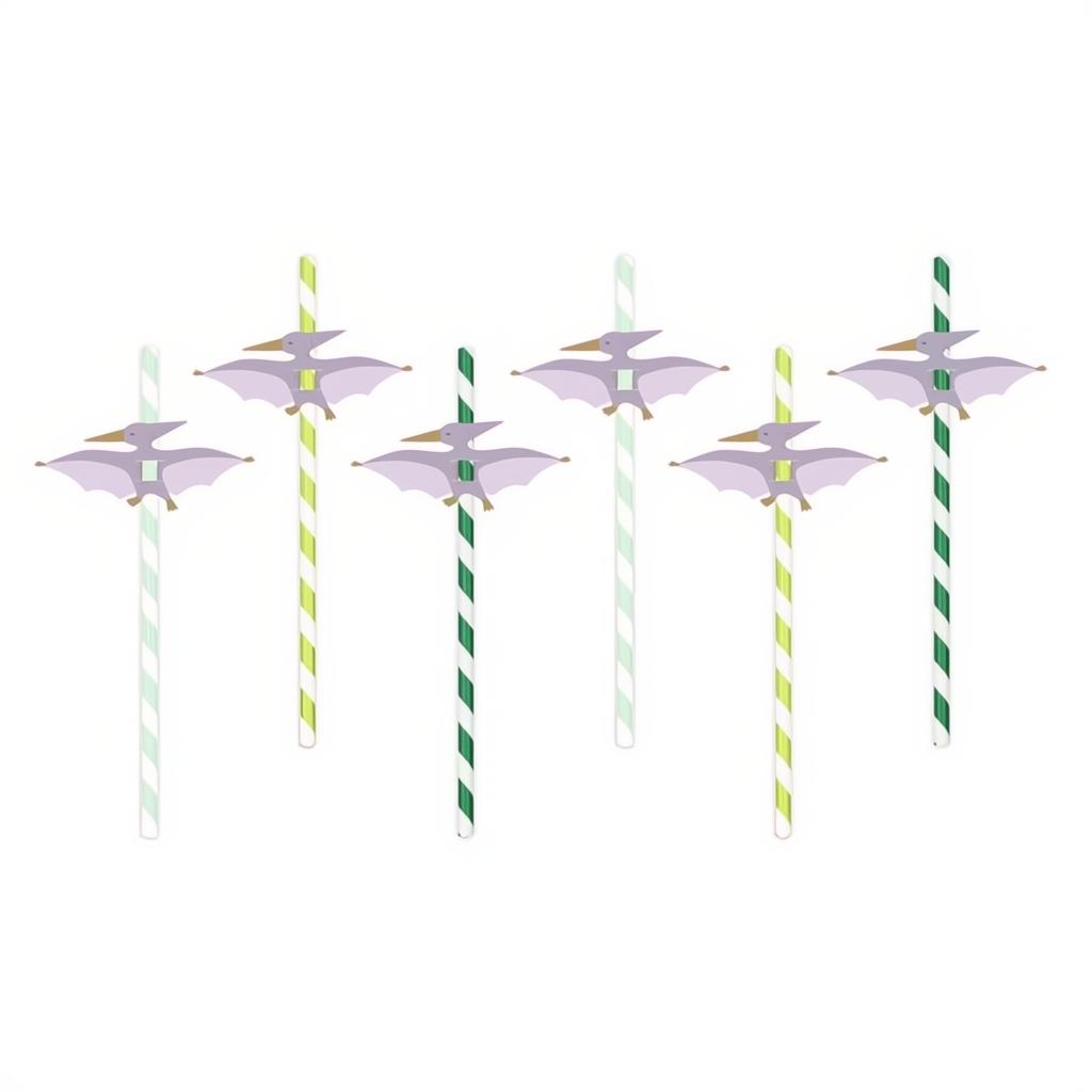 Pterodaktylus-Strohhalme, 19,5 cm, Farbenmix Papierstrohhalme PartyDeco 1 fiestastore