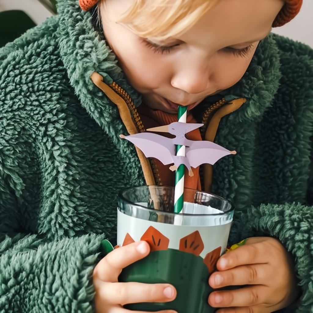 Pterodaktylus-Strohhalme, 19,5 cm, Farbenmix Papierstrohhalme PartyDeco 2 fiestastore