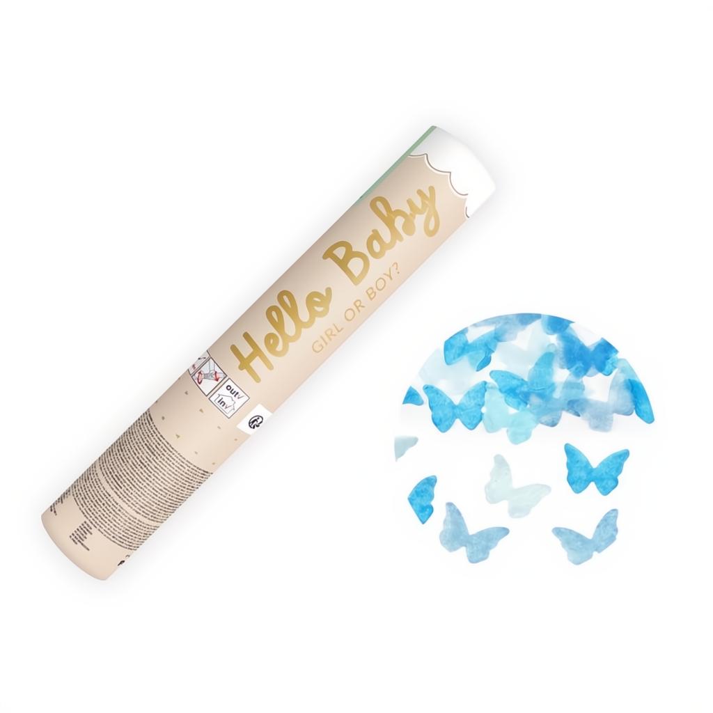 Rohr Boy schiesst blaue Schmetterlinge, 20 cm PartyDeco 1 fiestastore