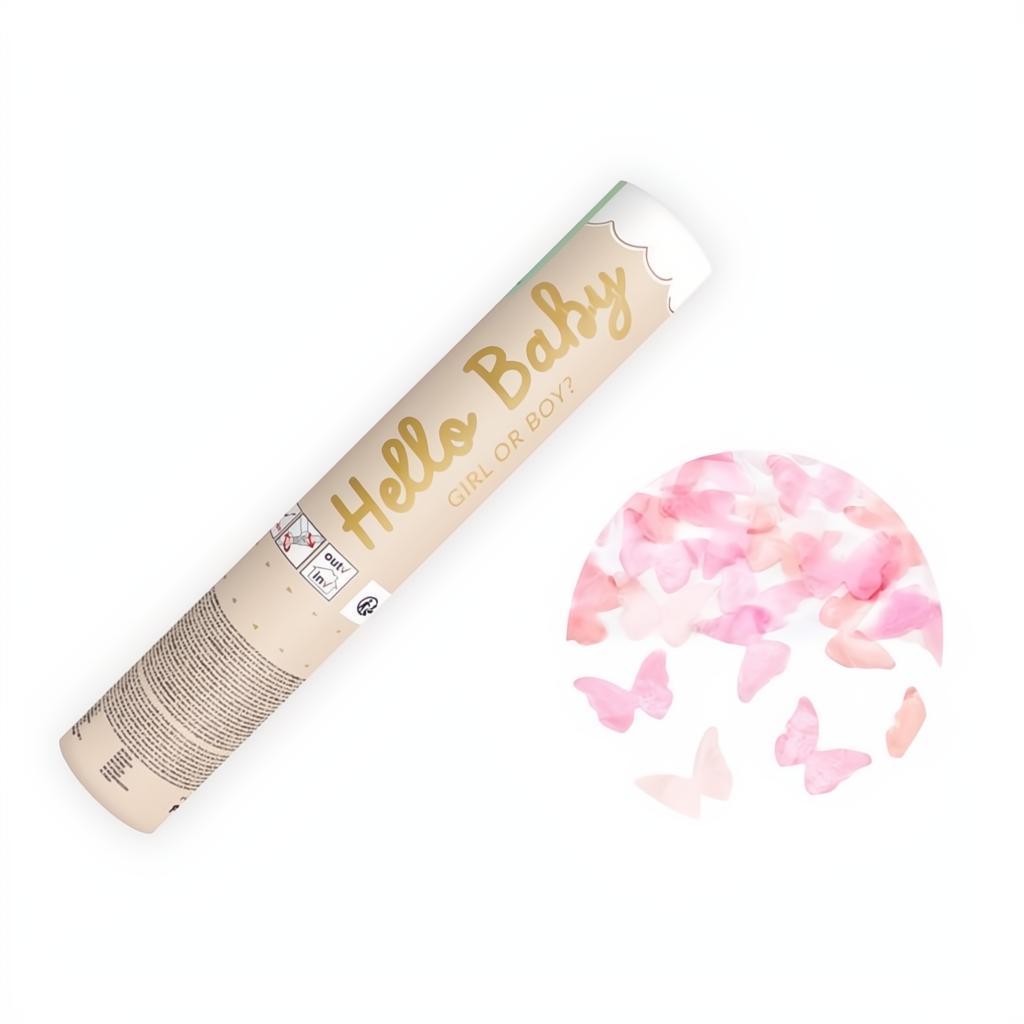 Rohr Girl schiesst rosa Schmetterlinge, 20 cm PartyDeco 1 fiestastore
