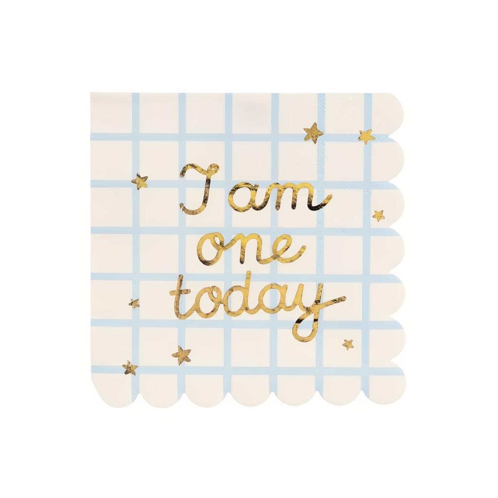 Servietten I am one today Teddybär, beige, 33x33 cm Servietten bedruckt PartyDeco 1 fiestastore