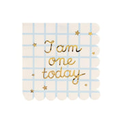 Servietten I am one today Teddybär, beige, 33x33 cm Servietten bedruckt PartyDeco 1 fiestastore