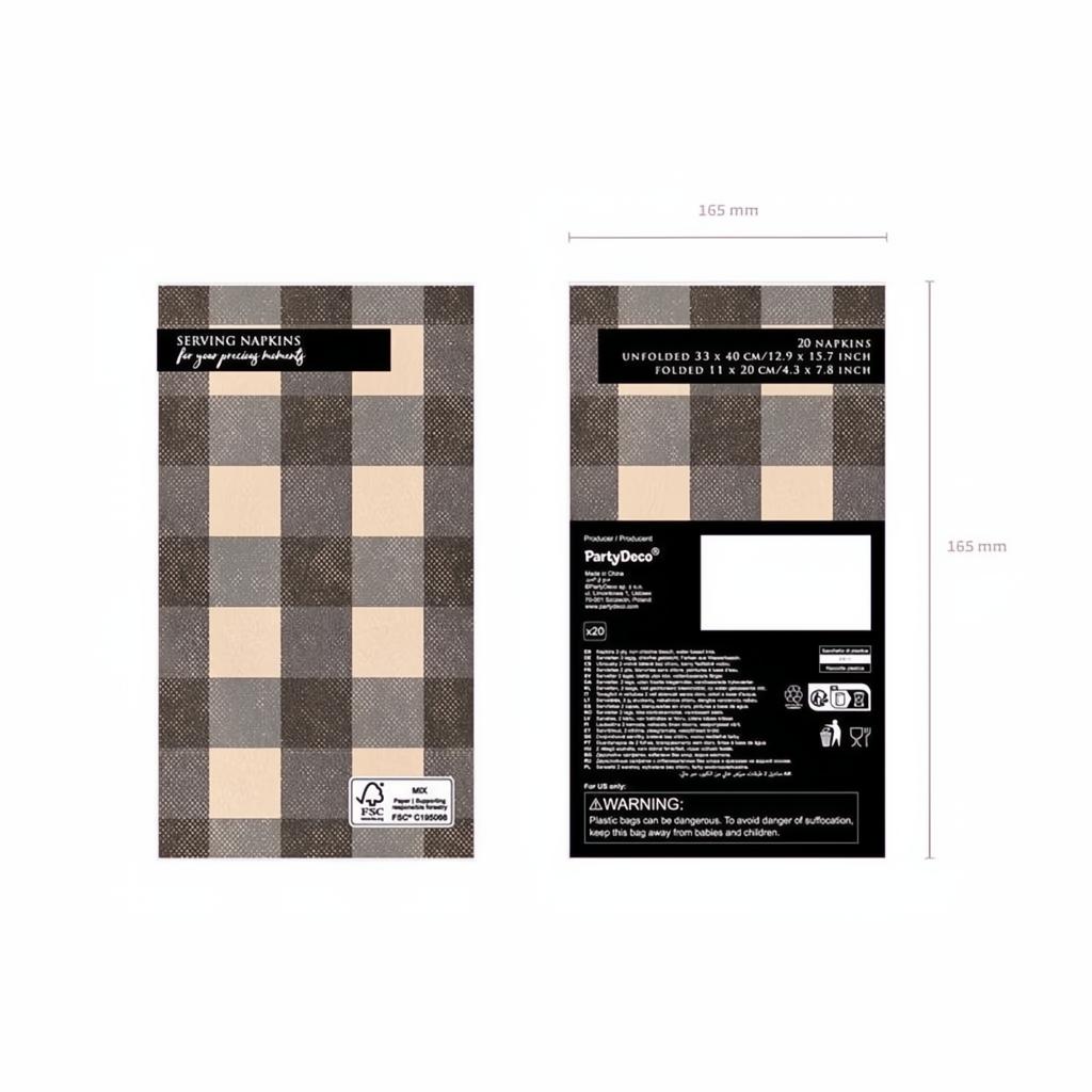 Servietten kariert, 33x40 cm PartyDeco 6 fiestastore