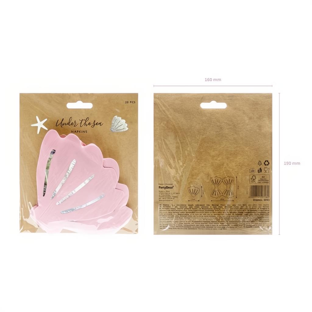 Servietten Muschel, 13x12,5cm Servietten bedruckt PartyDeco 6 fiestastore