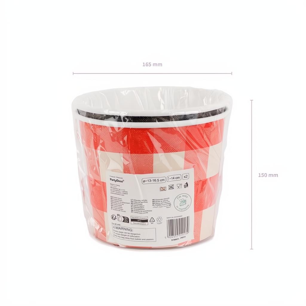 Snack-Eimer kariert, 14 cm PartyDeco 8 fiestastore