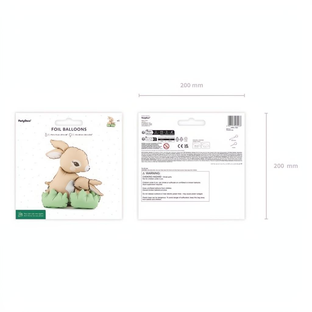 Stehender Folienballon Häschen, 51x60 cm PartyDeco 3 fiestastore