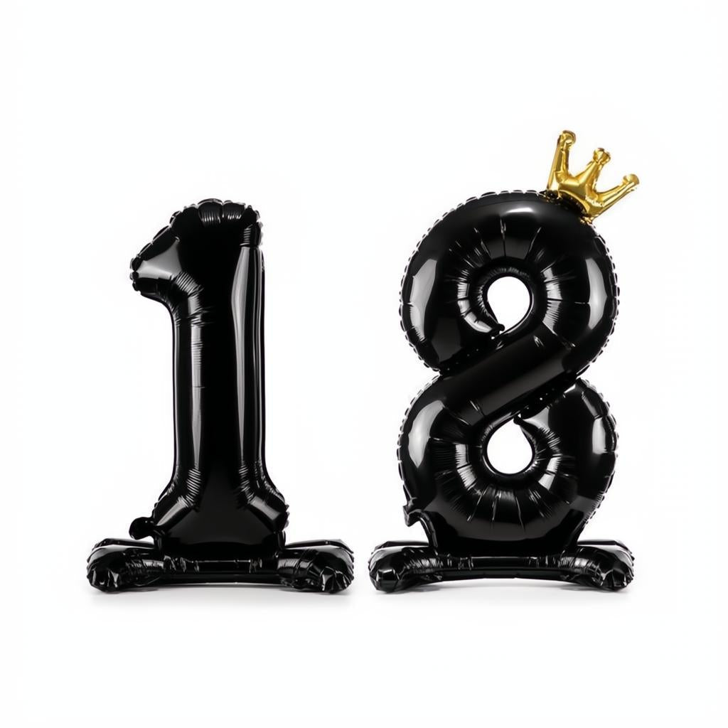 Stehender Folienballon Zahl ''18'', 84 cm, schwarz PartyDeco 1 fiestastore