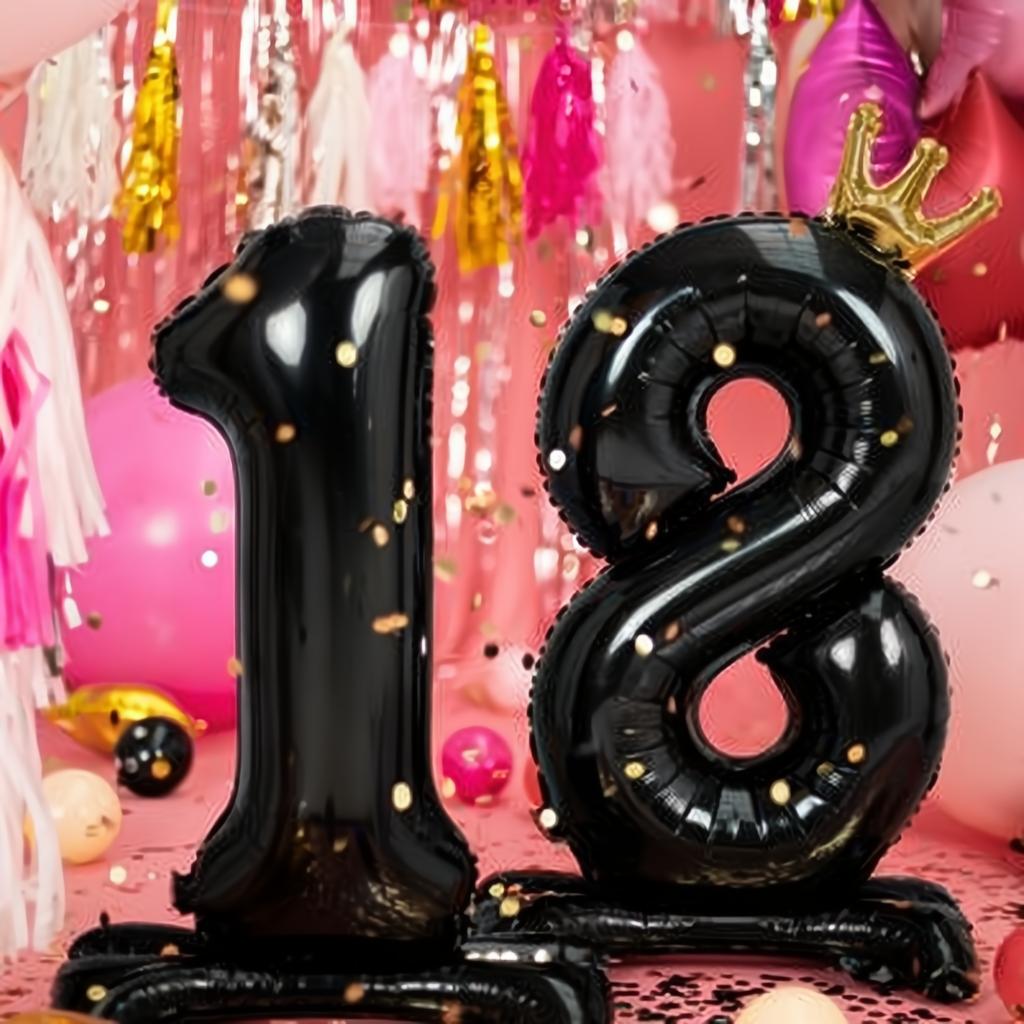 Stehender Folienballon Zahl ''18'', 84 cm, schwarz PartyDeco 2 fiestastore
