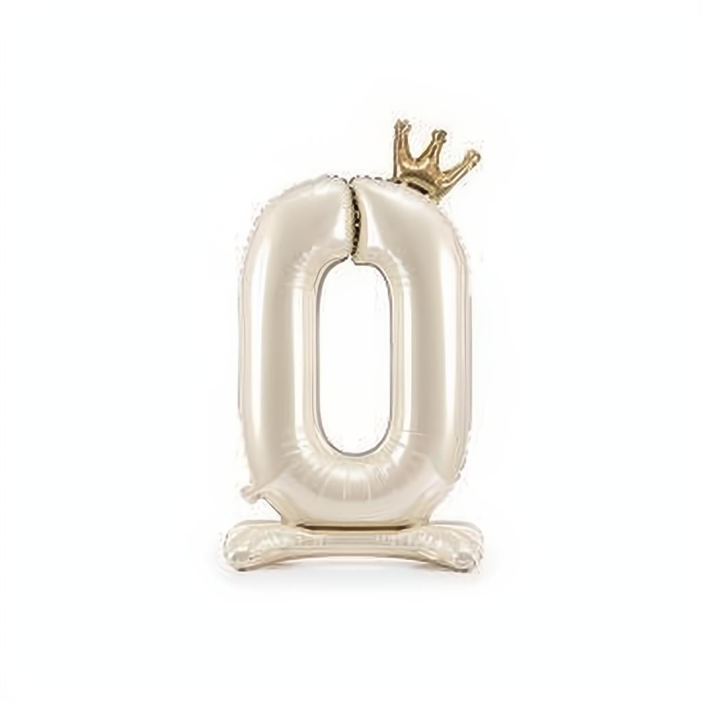 Stehender Folienballon Ziffer, 84cm, Satin Light Cream PartyDeco 1 fiestastore