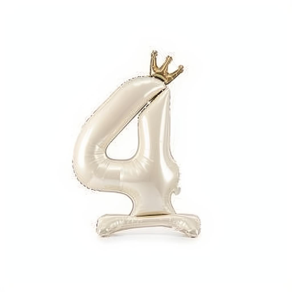 Stehender Folienballon Ziffer, 84cm, Satin Light Cream PartyDeco 5 fiestastore