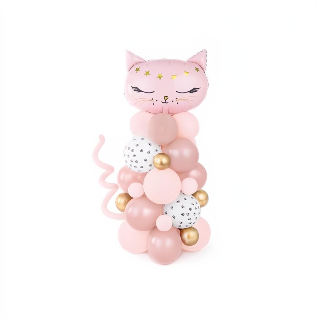 Strauss mit Luftballons - Katze, rosa, 83x140cm Ballonsträusse PartyDeco 1 fiestastore