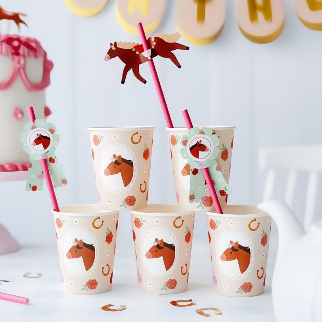 Strohhalme Pferde, 19.5 cm Papierstrohhalme PartyDeco 2 fiestastore