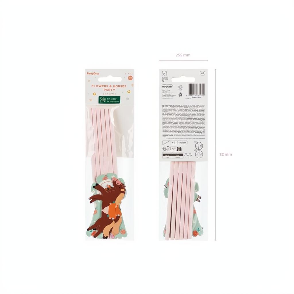 Strohhalme Pferde, 19.5 cm Papierstrohhalme PartyDeco 4 fiestastore