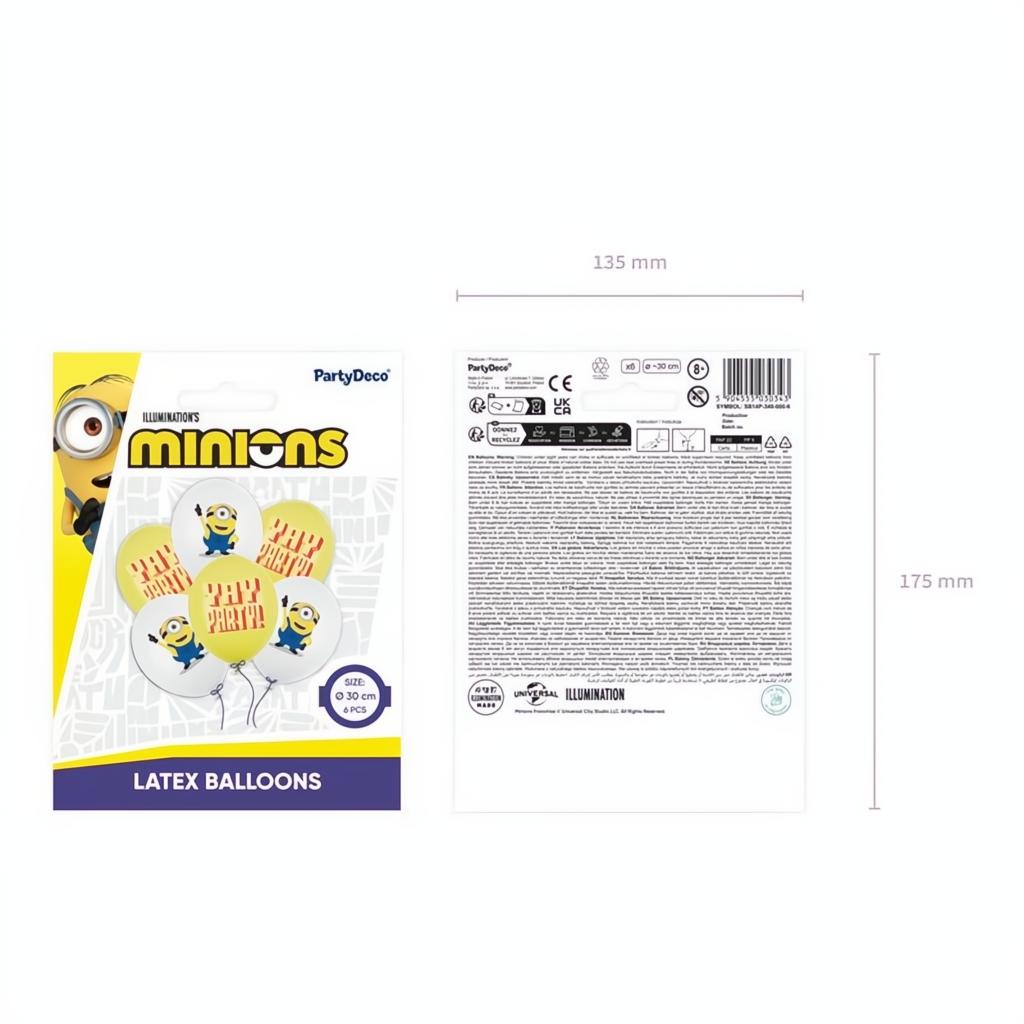 Strong Luftballons 30 cm Minions mit Aufdruck PartyDeco 2 fiestastore